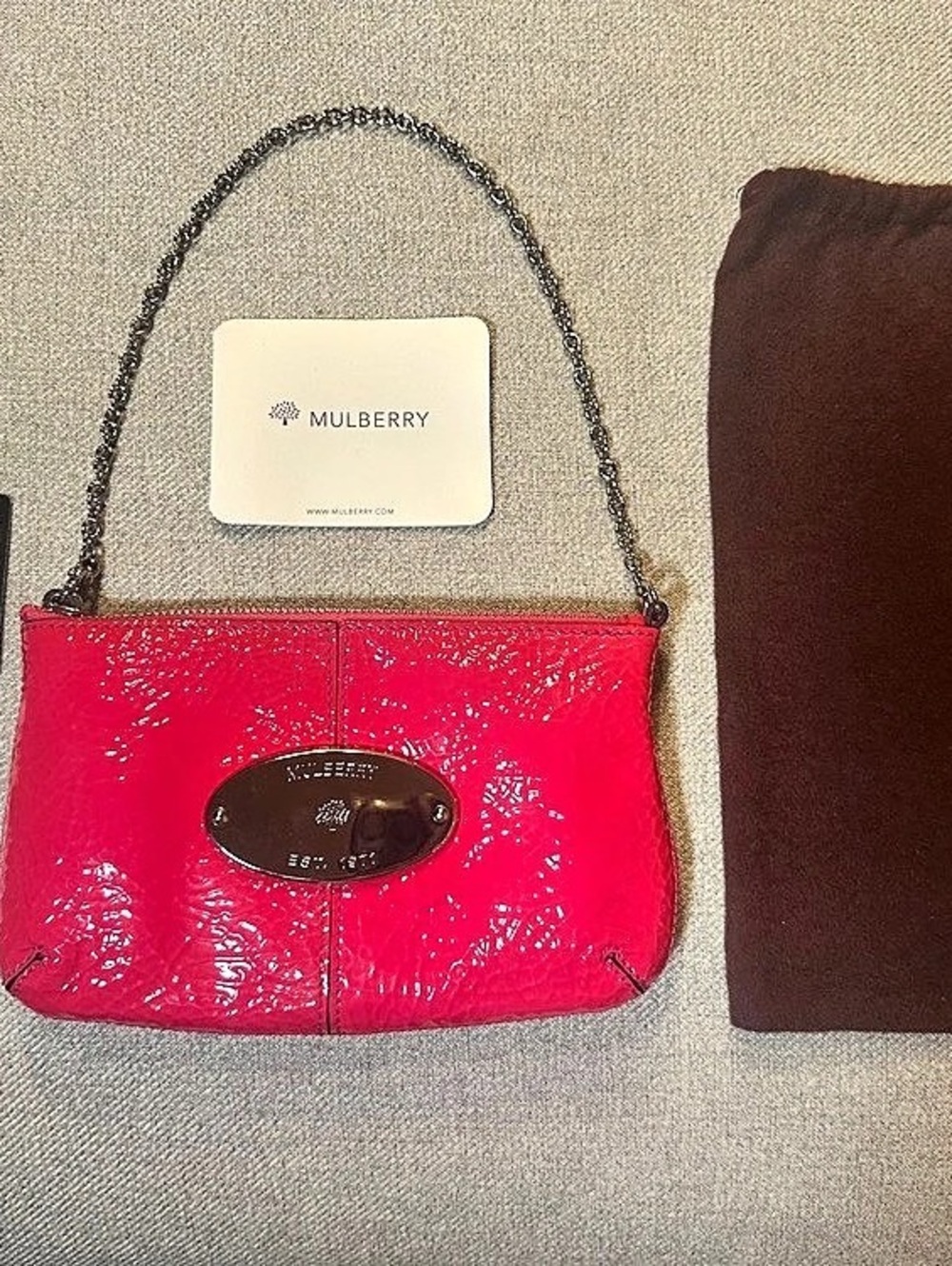 Mulberry Charlie Spongy Patent Pochette Shoulder Bag Pink